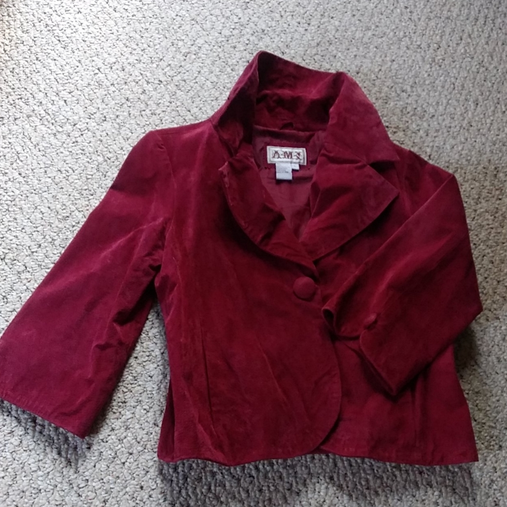 Lightweight 3/4 sleeve suede jacket maroon size L
